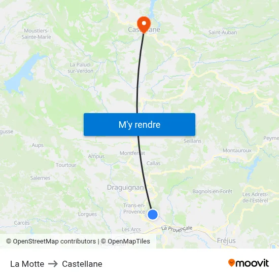 La Motte to Castellane map