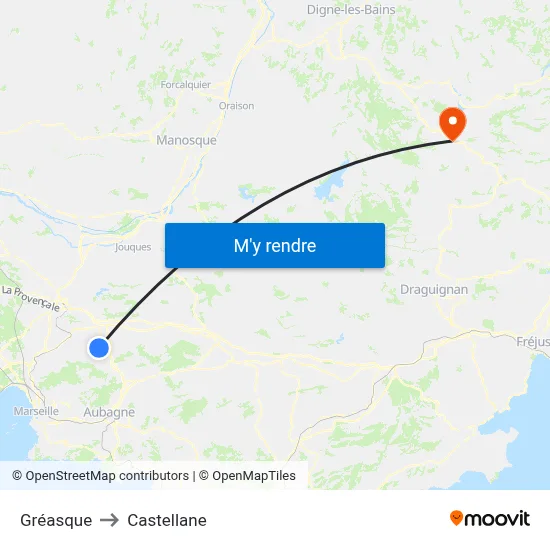 Gréasque to Castellane map