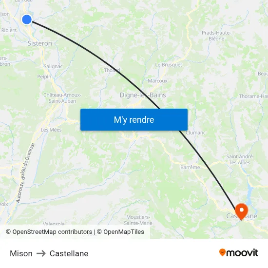 Mison to Castellane map