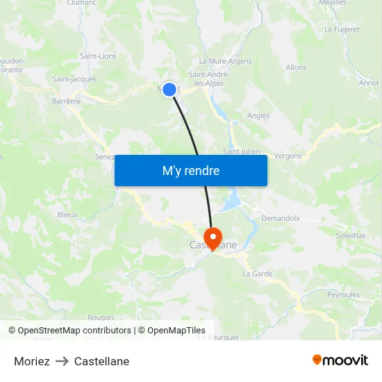 Moriez to Castellane map