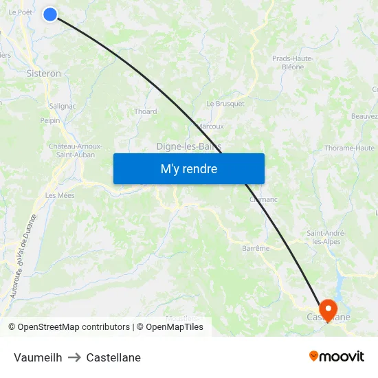 Vaumeilh to Castellane map