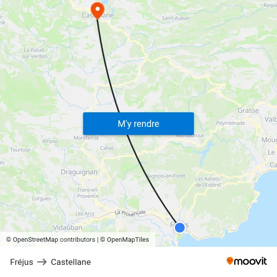 Fréjus to Castellane map