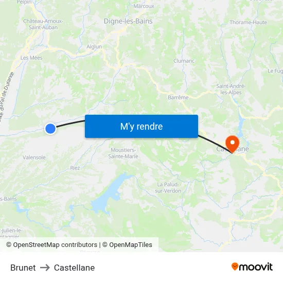 Brunet to Castellane map