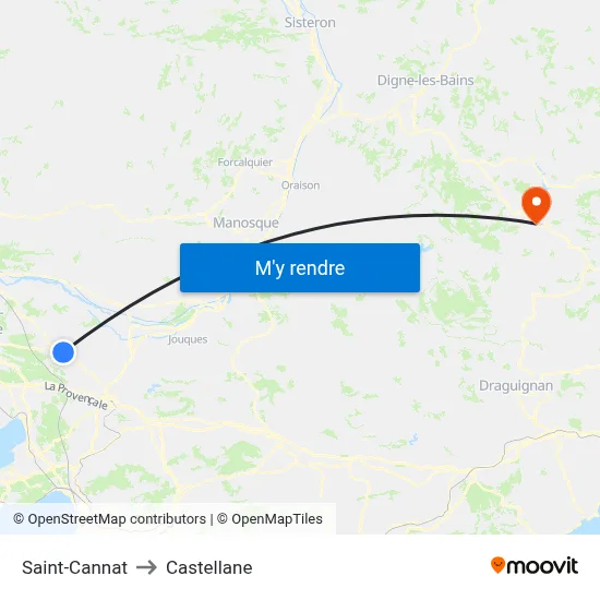 Saint-Cannat to Castellane map
