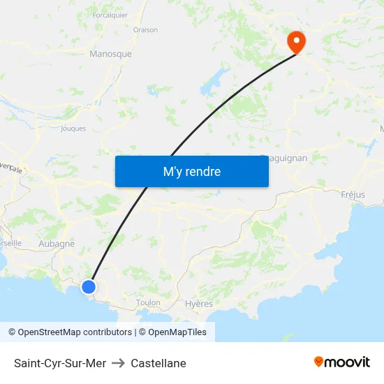 Saint-Cyr-Sur-Mer to Castellane map