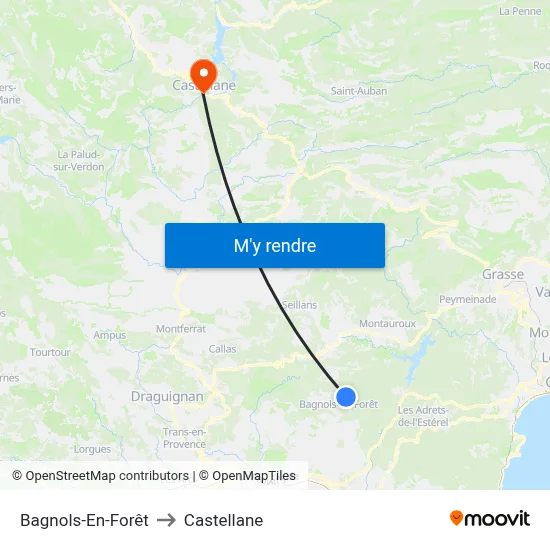 Bagnols-En-Forêt to Castellane map