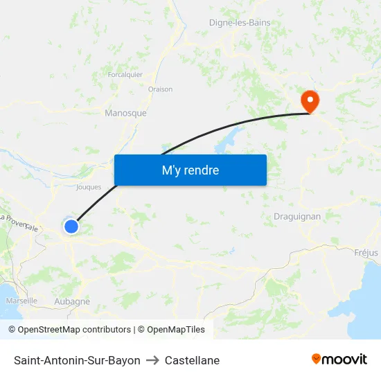 Saint-Antonin-Sur-Bayon to Castellane map