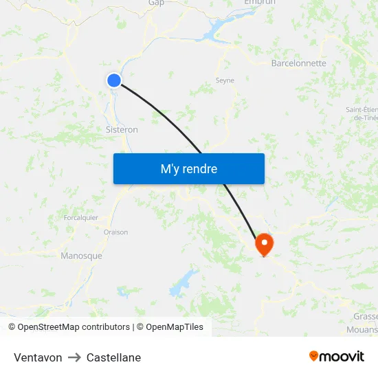 Ventavon to Castellane map