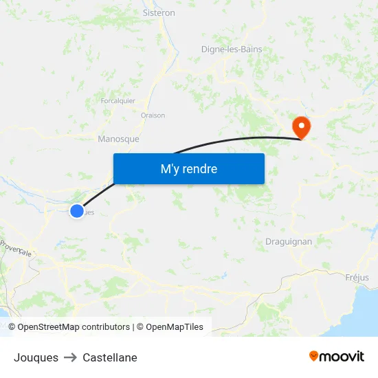 Jouques to Castellane map