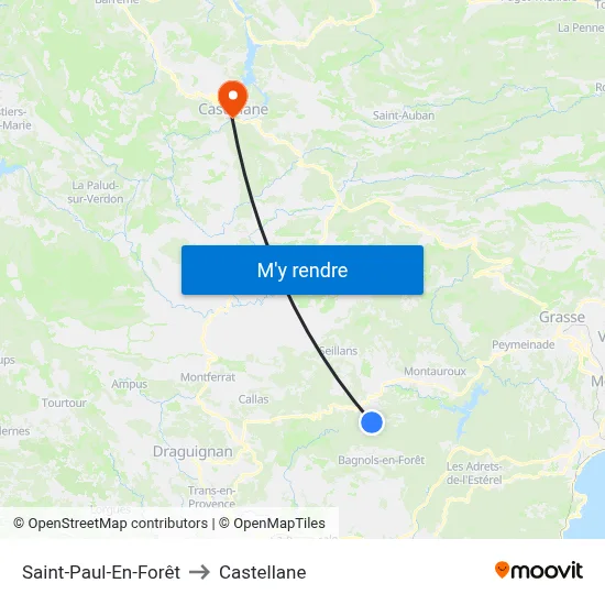 Saint-Paul-En-Forêt to Castellane map