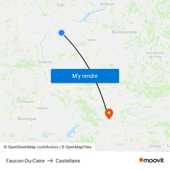 Faucon-Du-Caire to Castellane map