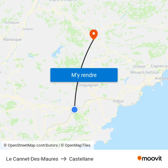 Le Cannet-Des-Maures to Castellane map