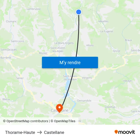 Thorame-Haute to Castellane map