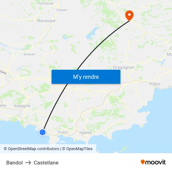Bandol to Castellane map