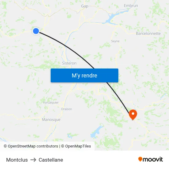 Montclus to Castellane map