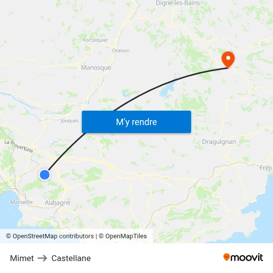Mimet to Castellane map