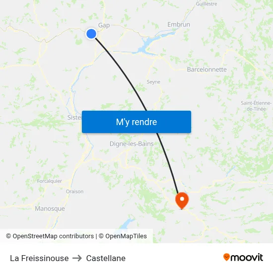La Freissinouse to Castellane map