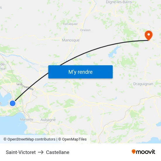 Saint-Victoret to Castellane map