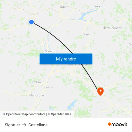 Sigottier to Castellane map