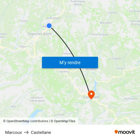 Marcoux to Castellane map