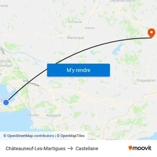 Châteauneuf-Les-Martigues to Castellane map
