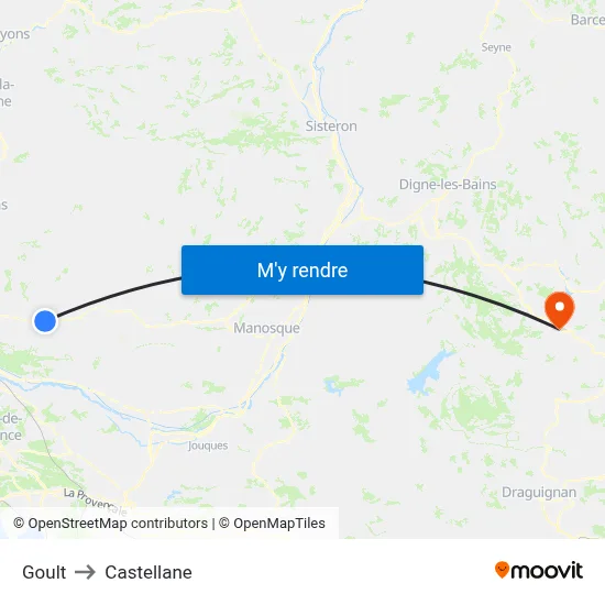 Goult to Castellane map