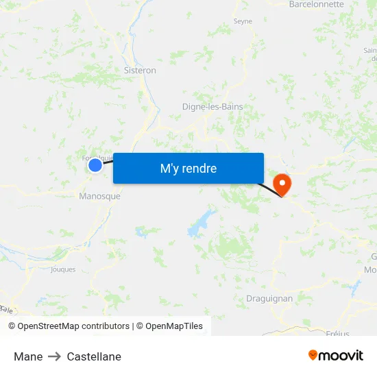 Mane to Castellane map