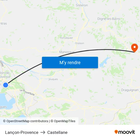 Lançon-Provence to Castellane map