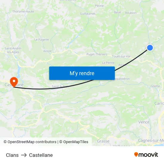 Clans to Castellane map