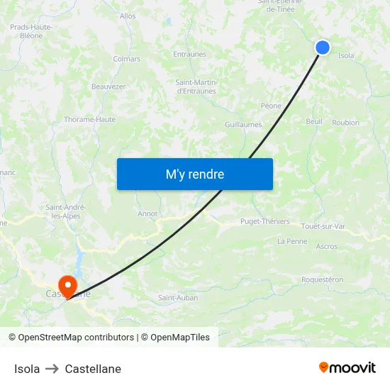 Isola to Castellane map
