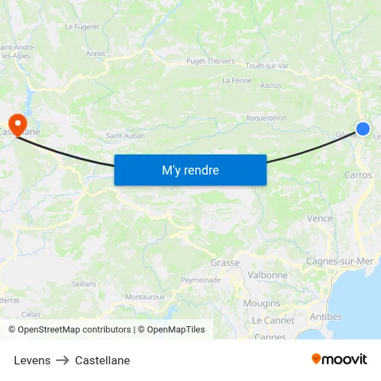 Levens to Castellane map
