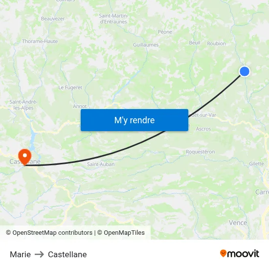 Marie to Castellane map