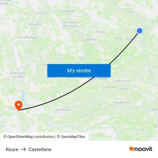 Roure to Castellane map