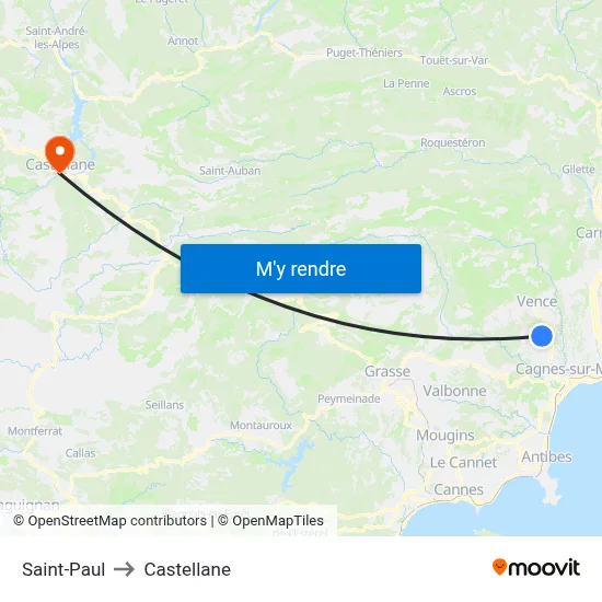 Saint-Paul to Castellane map