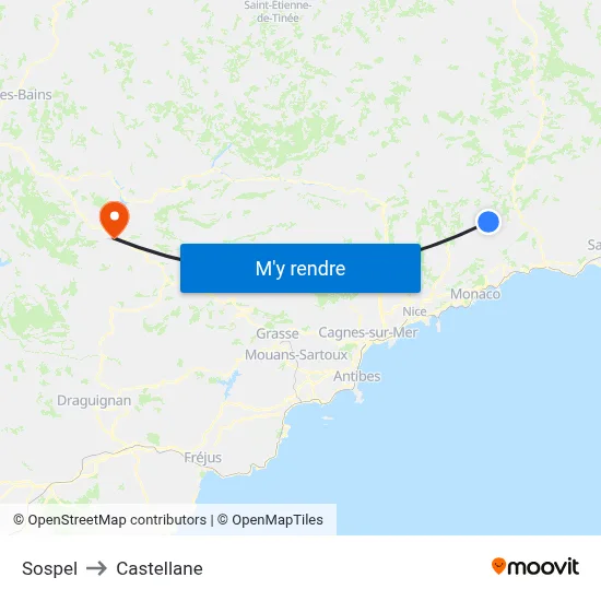 Sospel to Castellane map