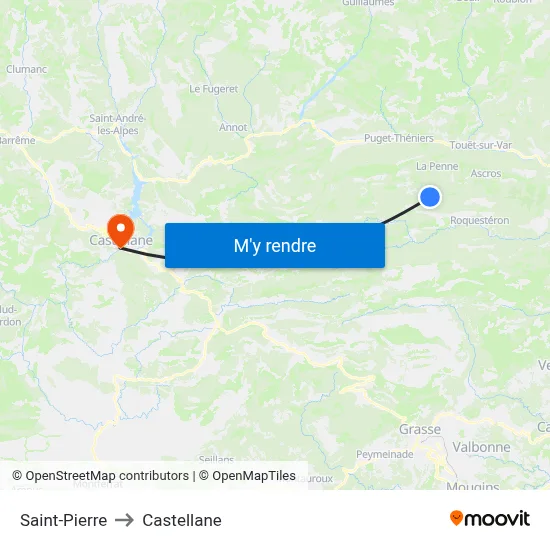Saint-Pierre to Castellane map