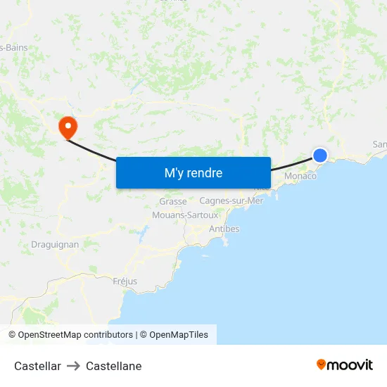 Castellar to Castellane map