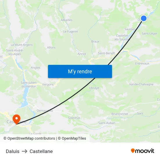 Daluis to Castellane map