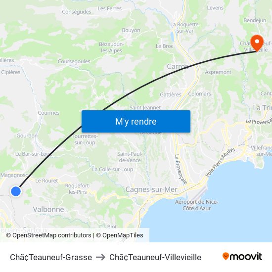 Chã¢Teauneuf-Grasse to Chã¢Teauneuf-Villevieille map