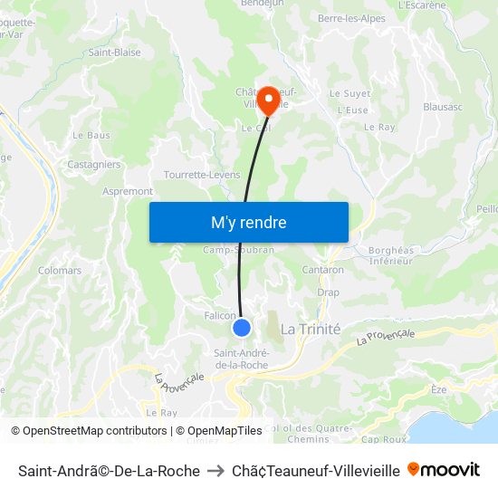 Saint-Andrã©-De-La-Roche to Chã¢Teauneuf-Villevieille map