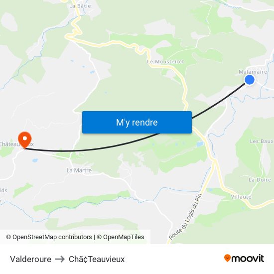 Valderoure to Chã¢Teauvieux map