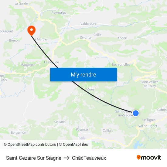 Saint Cezaire Sur Siagne to Chã¢Teauvieux map
