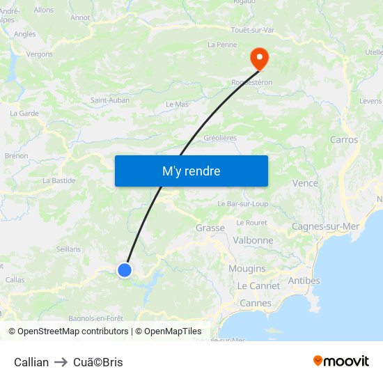 Callian to Cuã©Bris map
