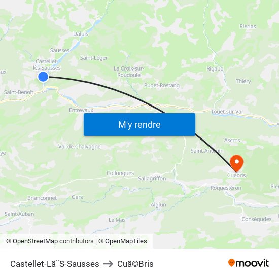 Castellet-Lã¨S-Sausses to Cuã©Bris map