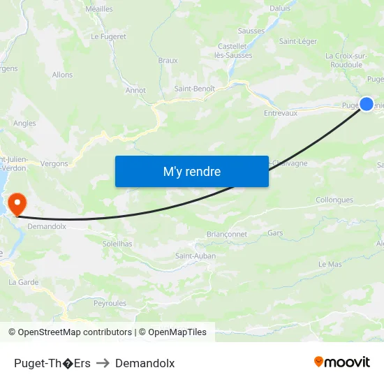 Puget-Th�Ers to Demandolx map