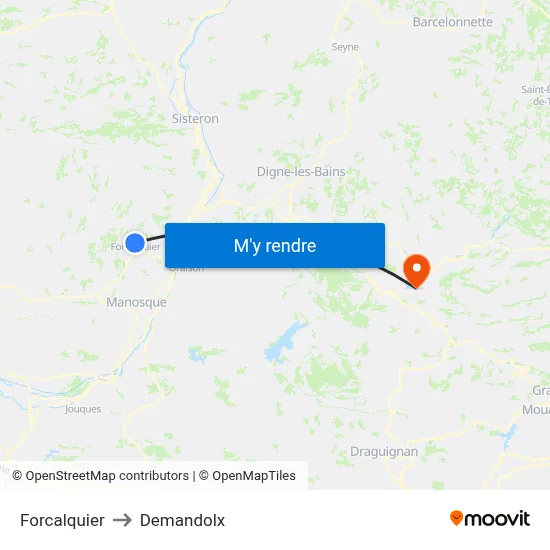 Forcalquier to Demandolx map
