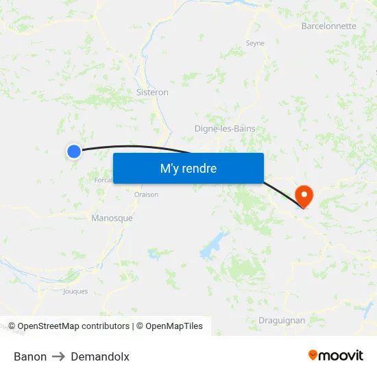 Banon to Demandolx map