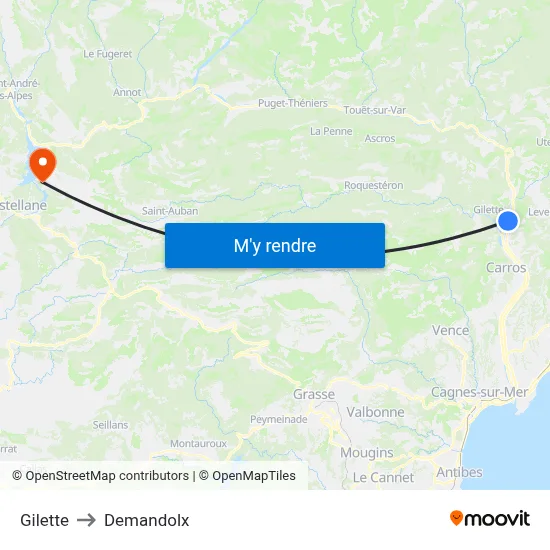 Gilette to Demandolx map