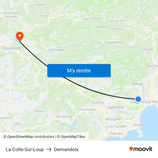 La Colle-Sur-Loup to Demandolx map