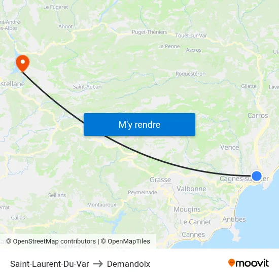 Saint-Laurent-Du-Var to Demandolx map